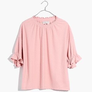Madewell x Texture & Thread Clipdot Ruffle Top Size Small